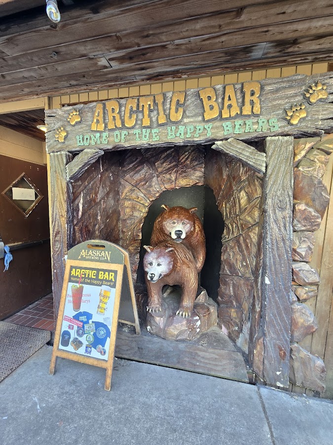 The Arctic Bar's carved Happy Bears entrance in Ketchikan, Alaska